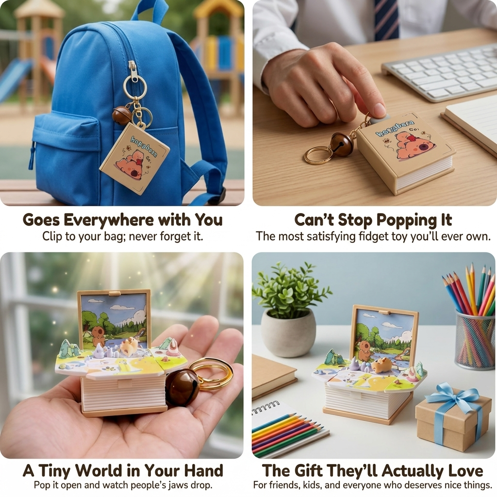 Kapybara Pop-Up Book Keychain