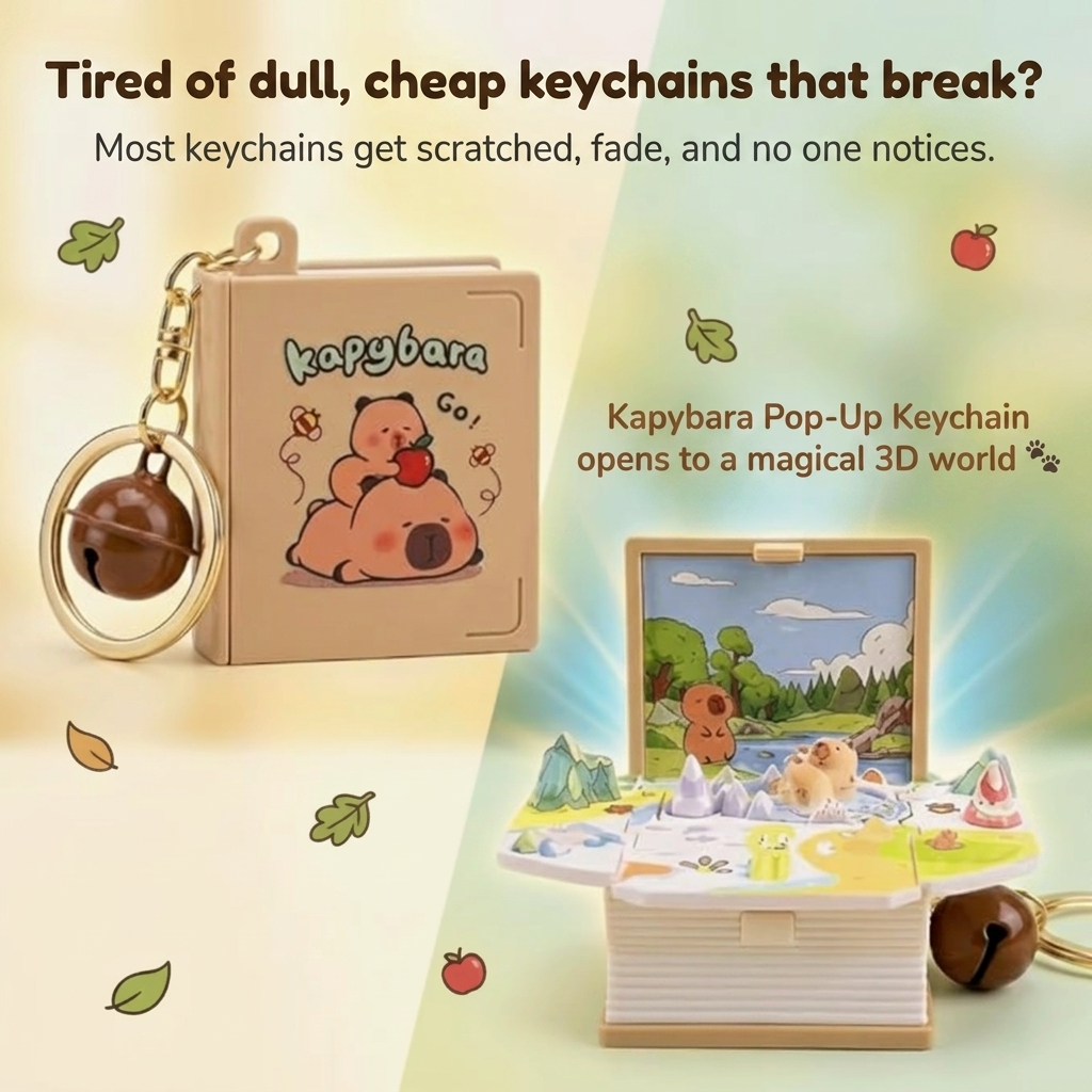 Kapybara Pop-Up Book Keychain